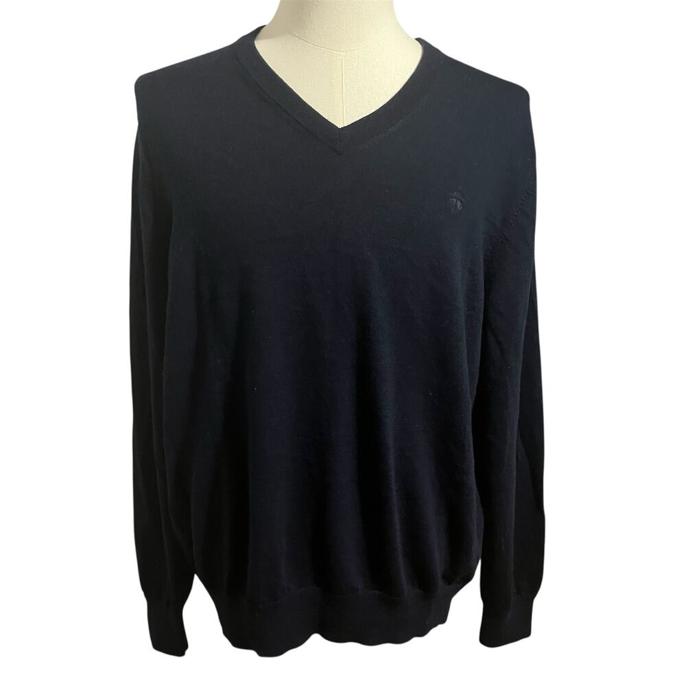 Brooks Brothers Men's Blue Extra Fine Merino Wool V-Neck Sweater Sz XL Classic - Picture 2 of 5